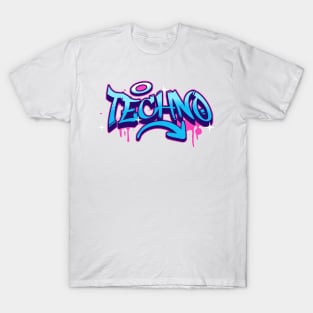 TECHNO  - Graffiti Tech (Blue/pink) T-Shirt